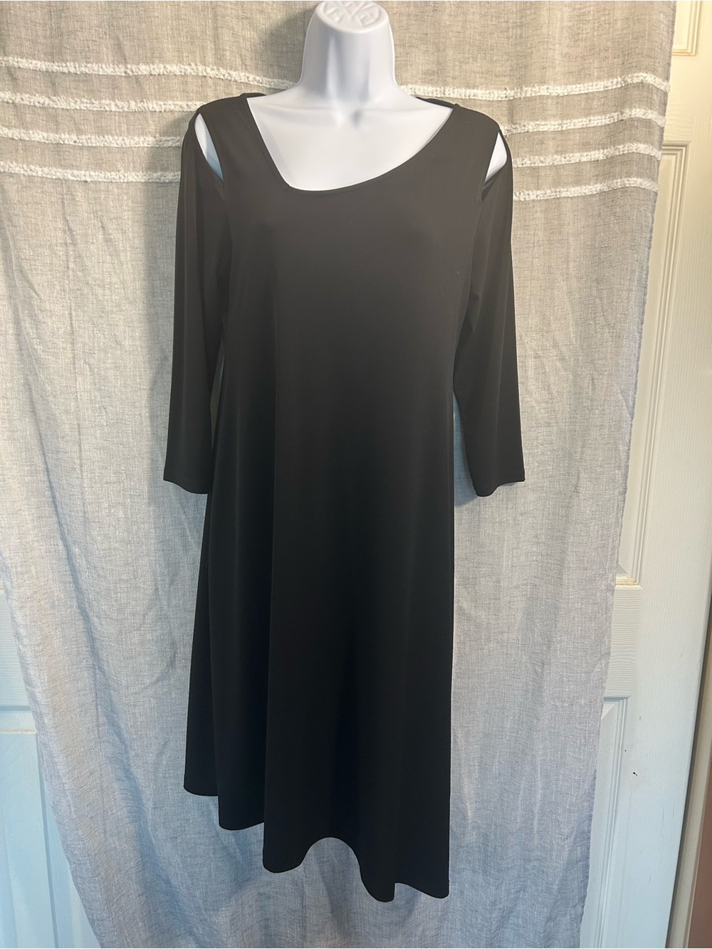 Alfani Black Cold-Shoulder Midi A-Line Asymmetrical Dress